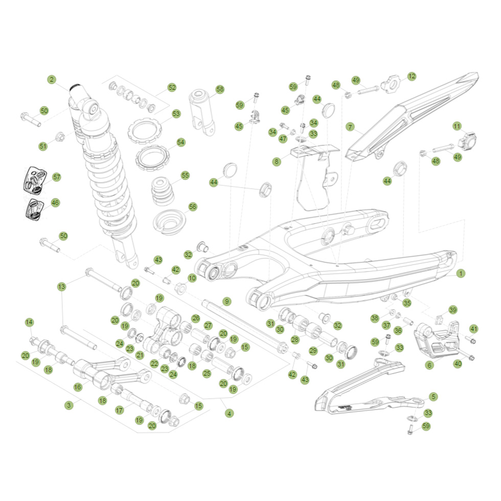 Beta RR400 12 Schwingarm - Federbein Ersatzteile
